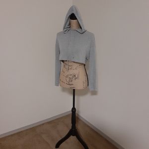 Better Me Large Grey Long Sleeve Crop Top Hoodie